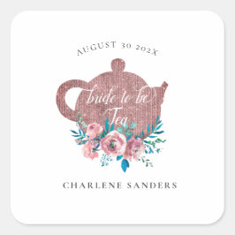 Rosegold and Bright Aqua Bridal Tee Quadratischer Aufkleber