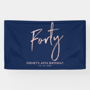 RoseGold Blaues 40. Geburtstags-Party-Willkommensb Banner