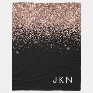 Roségold-Blush-Pink-Glitter-Monogrammbuchstaben Fleecedecke