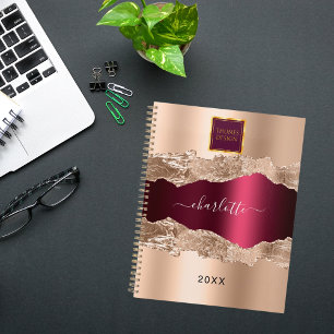 Roségold-Burgunder-Achat-Marmor-Geschäftslogo Planer