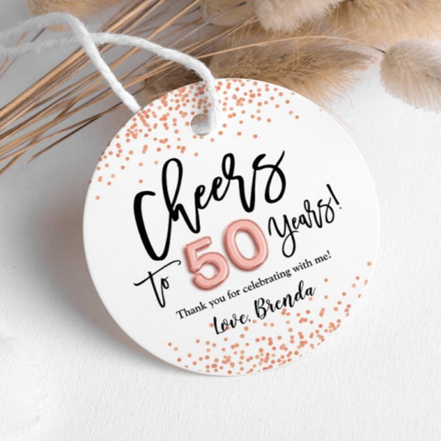 RoseGold Confetti jubelt auf 50 Jahre Liebesmarken Geschenkanhänger (Von Creator hochgeladen)