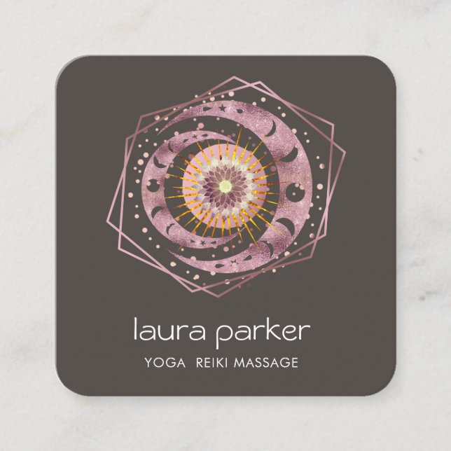 Rosegold Crescent Moon Mystic Lotus Eye Celestial Quadratische Visitenkarte (Vorderseite)