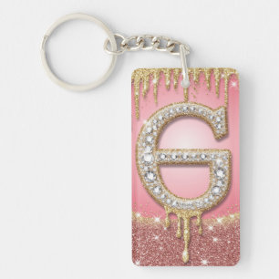 Roségold-Diamant-Buchstabe G Anfangsbuchstabe-Gesc Schlüsselanhänger