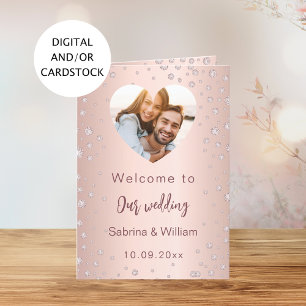 Roségold-Diamant-Foto-Willkommensprogramm-Menü Einladung