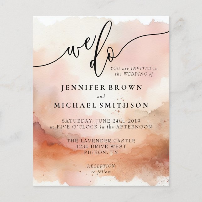 RoseGold Earthtone Wasserfarbenhochzeit Wir machen Flyer (Vorne)