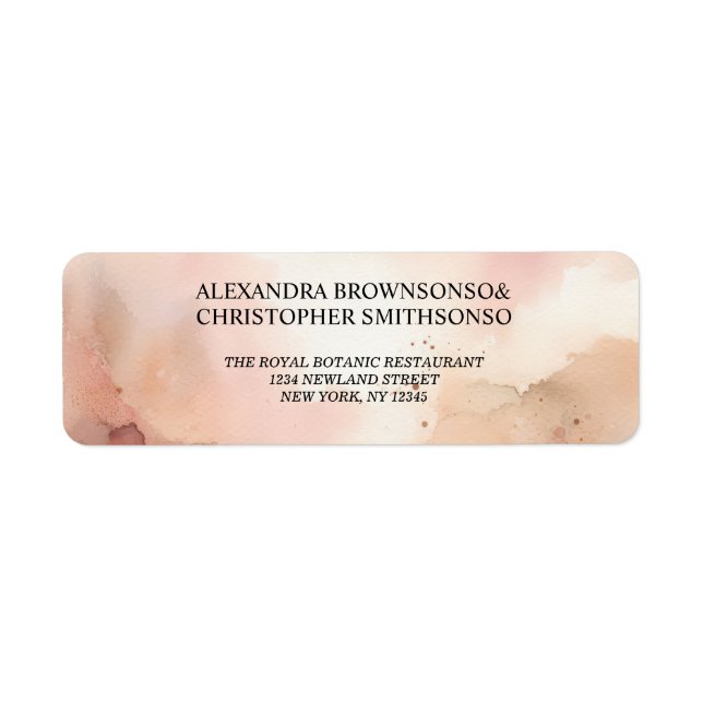 RoseGold Earthtone Watercolor Hochzeitadresse (Vorne)