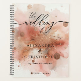 RoseGold Earthtone Watercolor Hochzeitssignaturen Planer