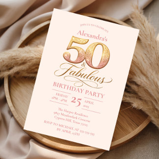 Roségold Elegant 50. Geburtstag Einladung