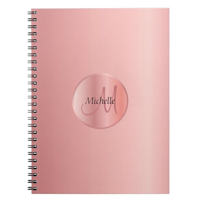 Rosegold Elegant Template Mit Monogramm Notizblock (Vorderseite)