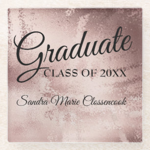 Roségold elegante chic Typografie Abschluss  Glasuntersetzer