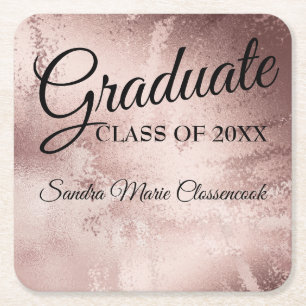 Roségold elegante chic Typografie Abschluss Rechteckiger Pappuntersetzer