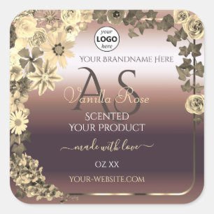 Rosegold Étiquette de produit Fleurs de crème Mono
