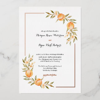 Rosegold Faire-part de mariage de fleur de pêche