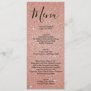 Roségold falscher Glitter Hochzeitsmenü Menüs Menükarte