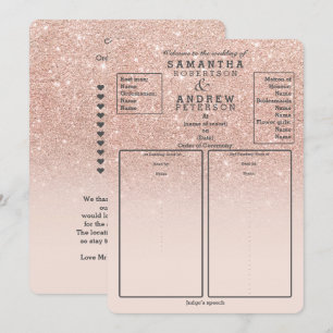 Roségold-falscher Glitter-Rosé-Ombre-Hochzeitsprog Einladung