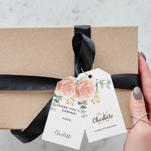 Roségold Floral Grün Monogramm Junggesellinnenabsc Geschenkanhänger