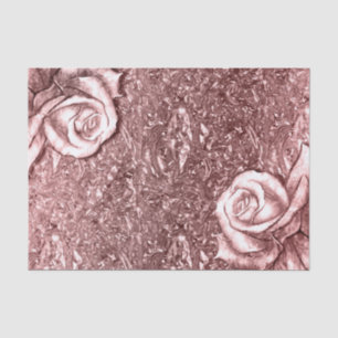 Roségold Flüssig-Chrom Metallischer Floral Glamour Seidenpapier