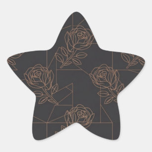 Roségold geometrisches Linienkunstmuster Stern-Aufkleber