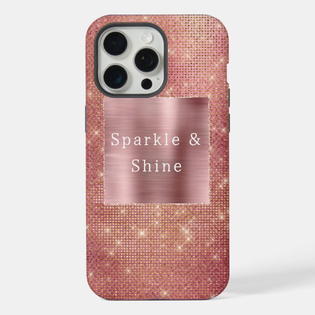 Roségold Glamour Funkeln iPhone 15 Pro Max Hülle (Rückseite)