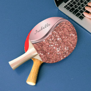 Roségold Glanz Glamour Glitter Personalisiertes Me Tischtennis Schläger