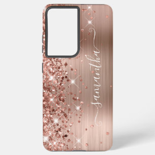 Roségold Glänzende Folie Girly Signatur Samsung Galaxy Hülle