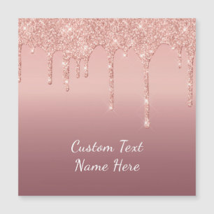 Roségold Glitter Einstelliger Text Magnetkarte