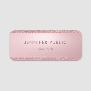 Roségold Glitter Elegant Trendige Personalisierte Namensschild