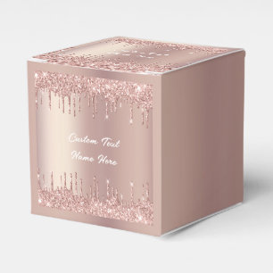 Roségold Glitter Geschenk- oder Partyköfferchen mi Geschenkschachtel