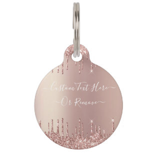 Roségold Glitter Haustier Namenschild mit persönli Haustiermarke