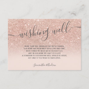 Roségold Glitter Ombre Blush Schrift Wunschbrunnen Begleitkarte