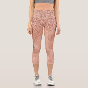 Roségold Glitter Ombre Metal-Look Capri Leggings