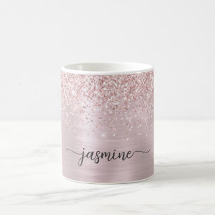 Roségold Glitter Ombre Metall Monogramm Signatur Kaffeetasse