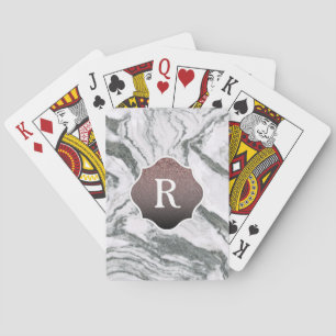 Roségold-Glitter-Ombre-Monogramm, kräftiger grauer Spielkarten