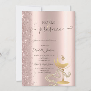 Roségold Glitter Perlen Wein Glas Junggesellinnena Einladung