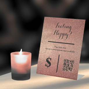 Roségold Glitter QR Code Event Bartenter Sockelschild