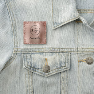 Roségold Glitter-Rahmen und Folien-Logo Namensschild