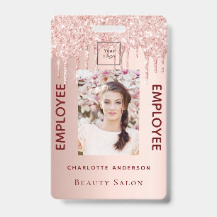 Roségold-Glitter-Rosa-Foto-Schönheitssalon-Mitarbe Ausweis