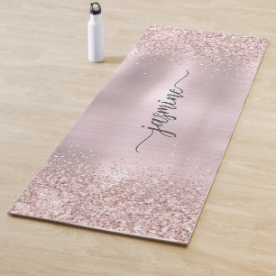 Roségold Glitter Rouge Metallic Monogramm Schriftz Yogamatte