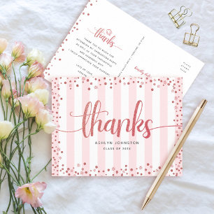 Roségold-Glitter-Schrift-chic-Abschluss-Dankeschön Postkarte