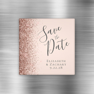 Roségold Glitter Schrift Save-the-Date-Karte Magnet