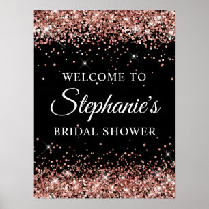 Roségold Glitter Schwarz Junggesellinnenabschied B Poster