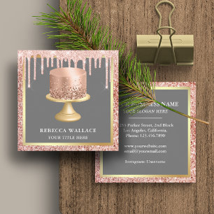Roségold Glitter-Tropfen Blush Pink individueller  Quadratische Visitenkarte