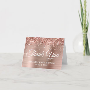 Roségold Glitter und Folie 50. Geburtstag Dankeskarte