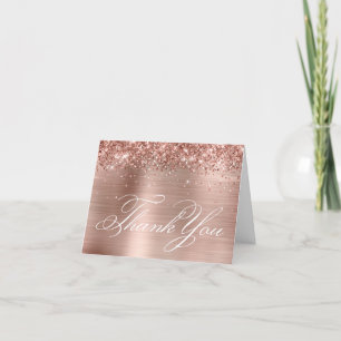 Roségold Glitterfolie Dekorative Kalligrafie Dankeskarte