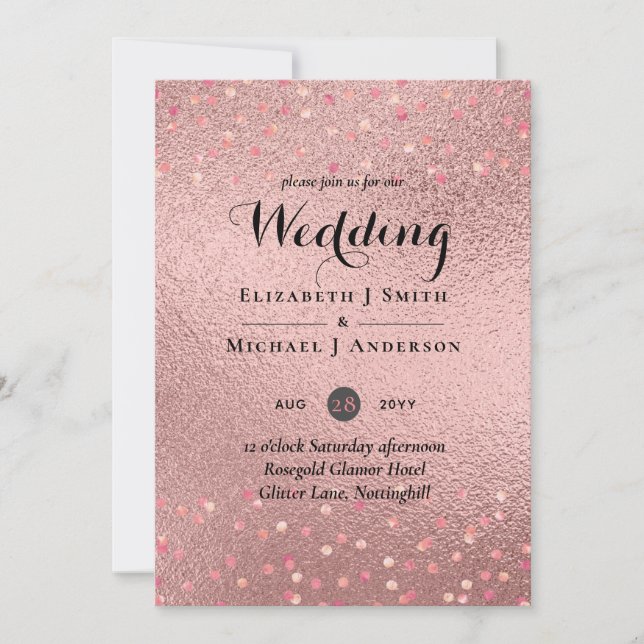 RoseGold Glitzer Glam Foil Look Wedding BUDGET (Vorderseite)