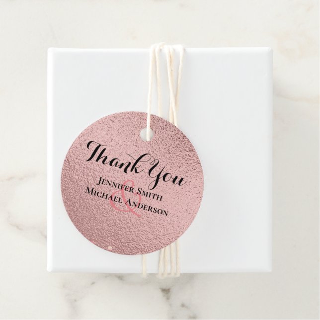 RoseGold Glitzer Glam Foil Look Wedding BUDGET Geschenkanhänger (Beispiel)