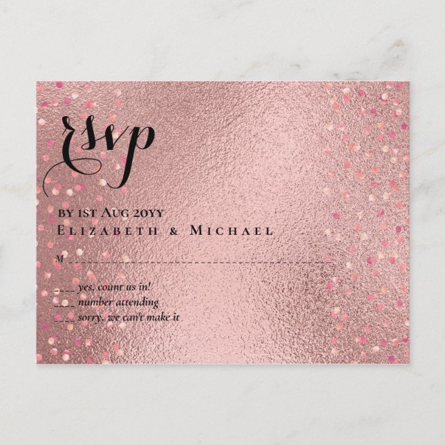 RoseGold Glitzer Glam UAWG Wedding BUDGET Postkarte (Vorderseite)