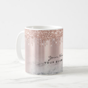 Rosegold-Glitzer‑Tropfen‑Marmor‑personalisierte Na Kaffeetasse