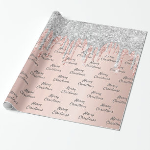 Roségold glitzert rosa silberner Glanz Weihnachten Geschenkpapier