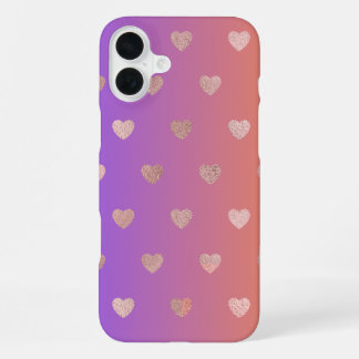 Roségold-Herzmuster-iPhone-16-Case. iPhone 16 Plus Hülle